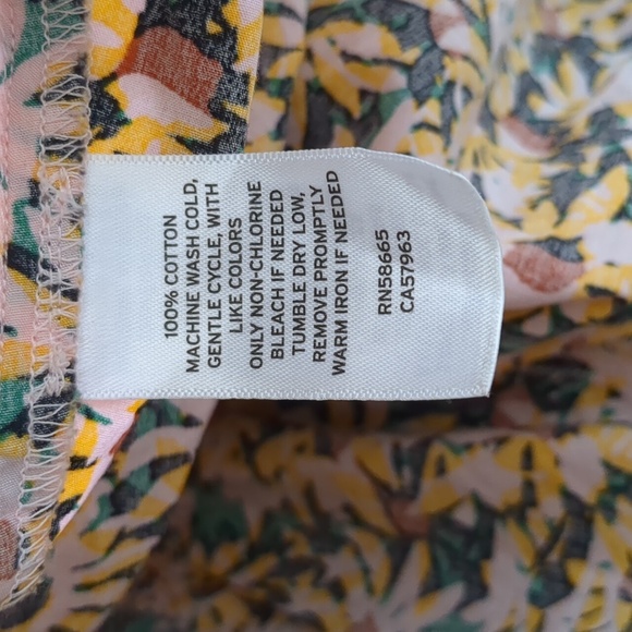 Large Melrose and Market Floral Flower Top Shirt Pink Green Black Cotton - Picture 13 of 14